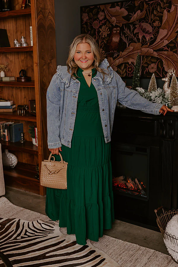 Simply Sweet Maxi Dress in Hunter Green Curves