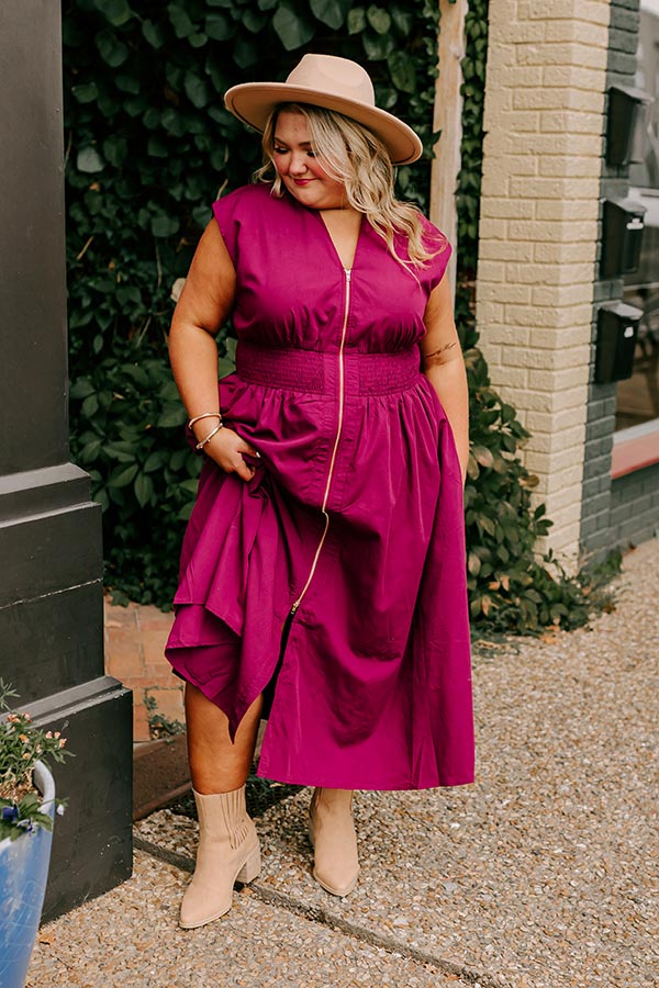 Chic Ensemble Midi Dress in Wine Curves