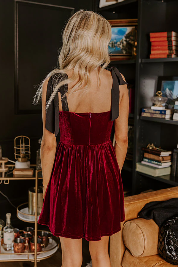 Let's Have A Toast Velvet Mini Dress in Wine