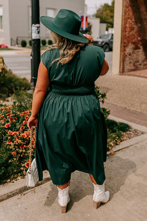 Chic Ensemble Midi Dress in Hunter Green Curves