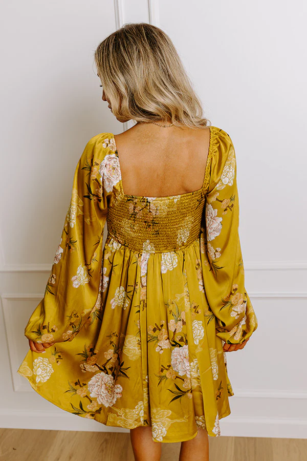 Flirty Moments Satin Mini Dress in Chartreuse