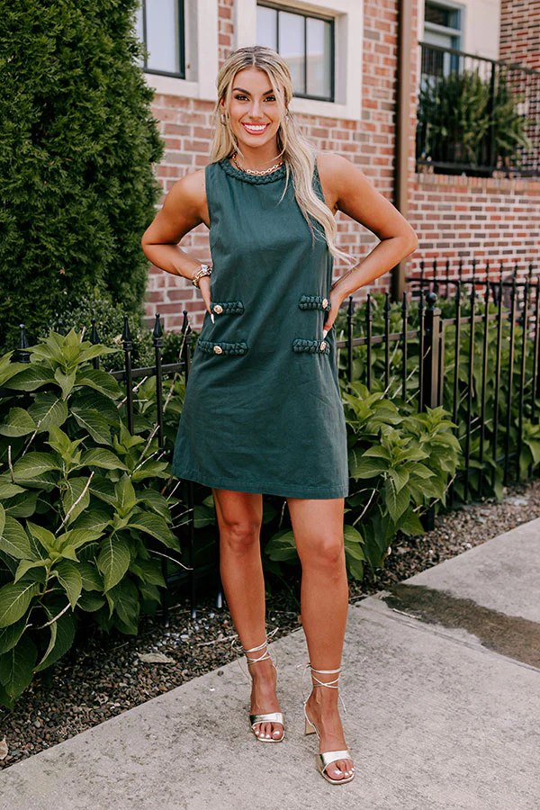 Apple Cider Sippin Mini Dress in Hunter Green