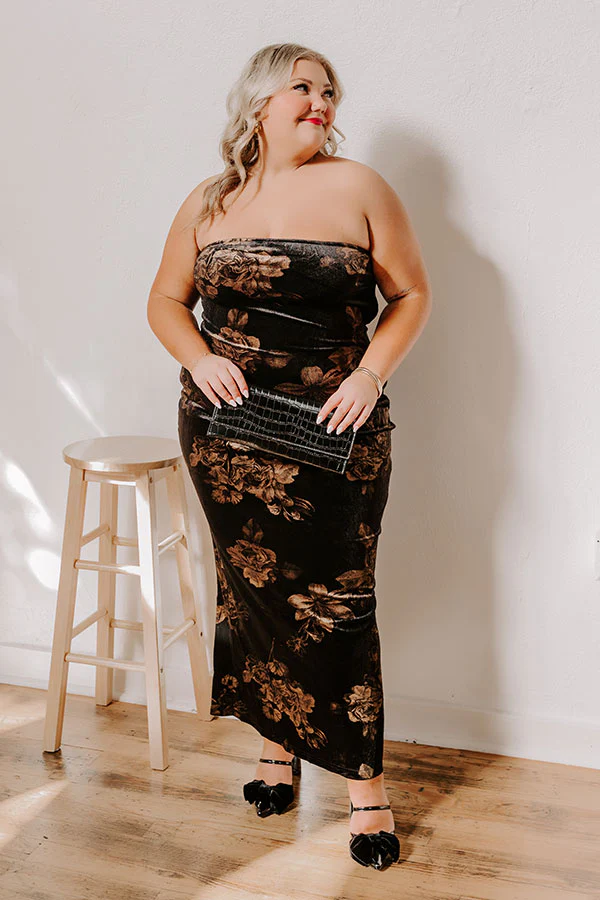 Charmed Moments Velvet Floral Maxi Dress Curves