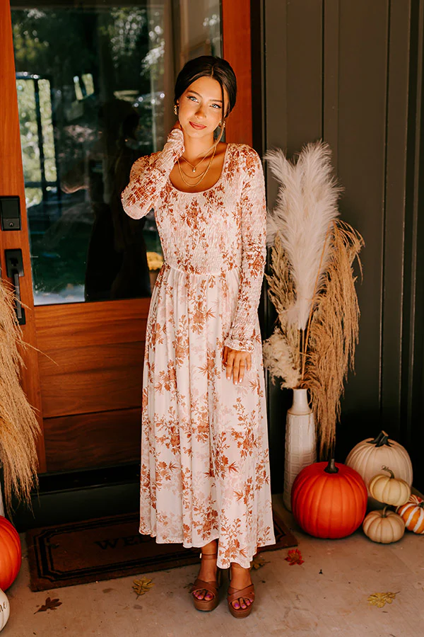 Falling In Love Mesh Floral Midi in Cream