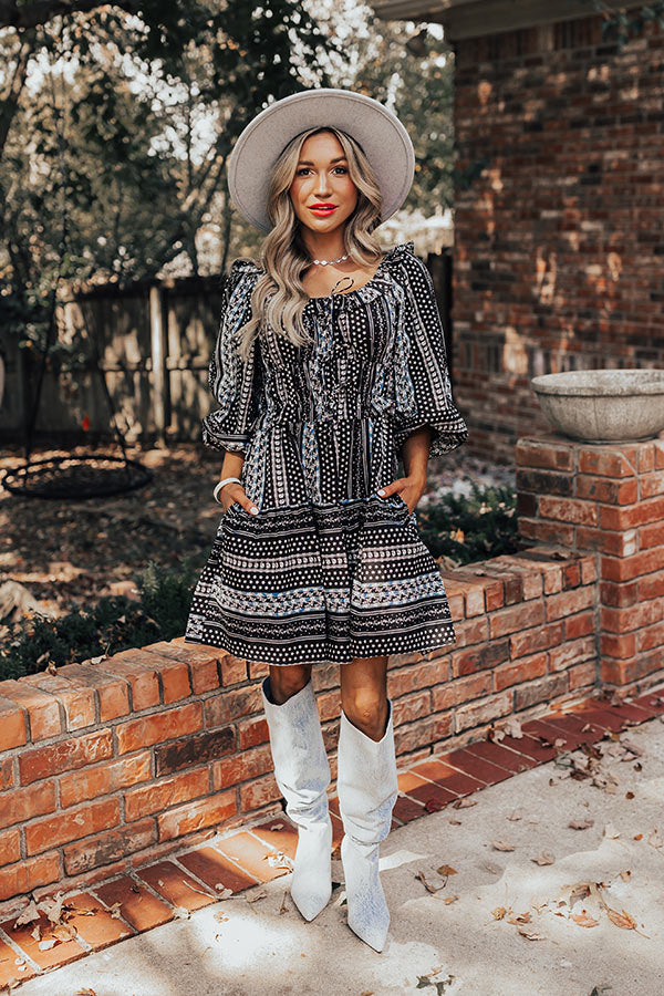 Wine Country Cutie Floral Mini Dress in Black