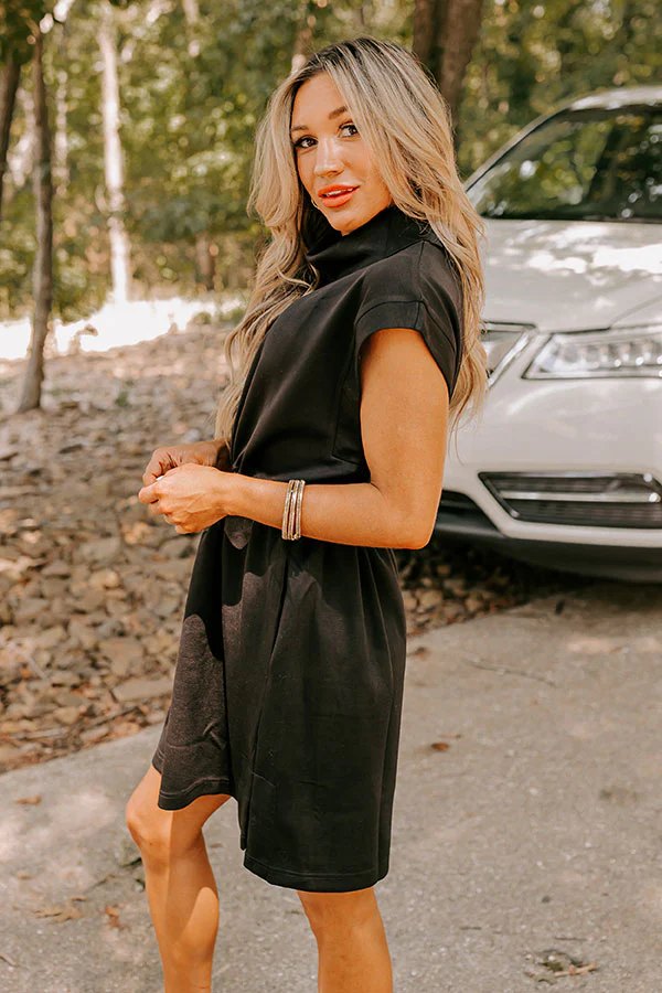 Coffee Run Cutie Mini Dress in Black