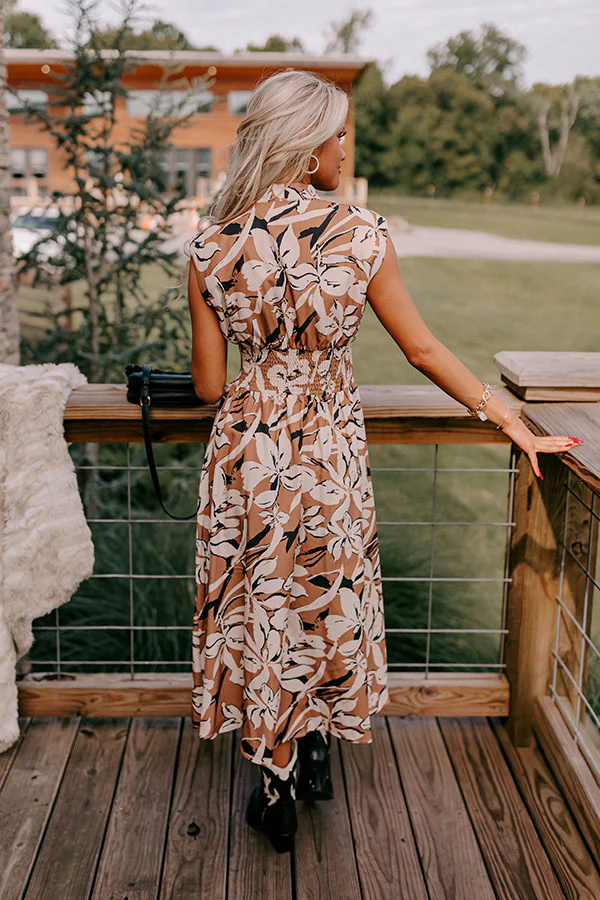 Winery Welcome Floral Midi in Camel