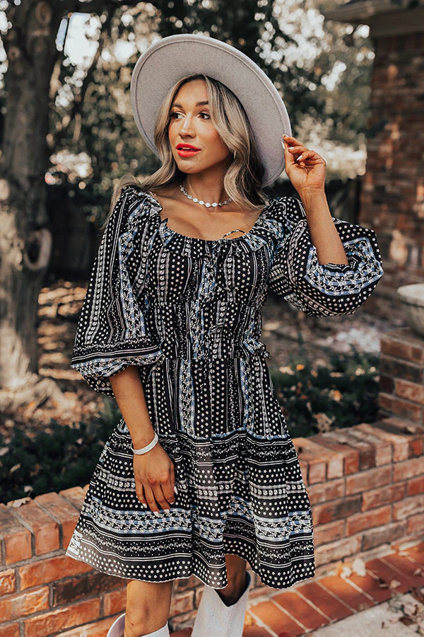 Wine Country Cutie Floral Mini Dress in Black