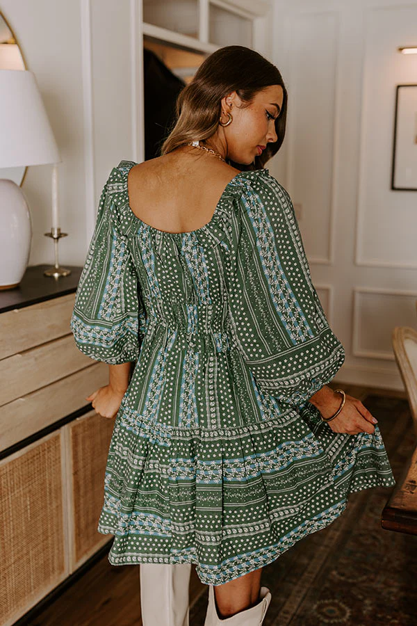 Wine Country Cutie Floral Mini Dress in Green