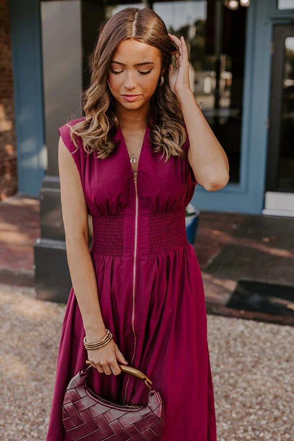 Chic Ensemble Midi Dress in Wine