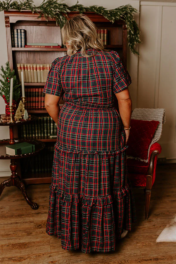 Polished Perfection Plaid Maxi Dress in Navy Curves