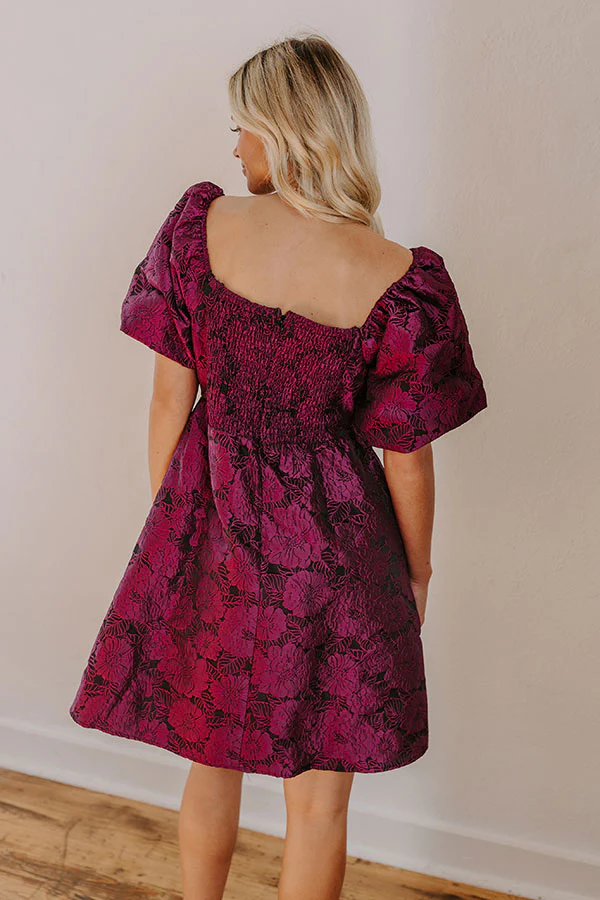 Posh Mindset Floral Jacquard Mini Dress