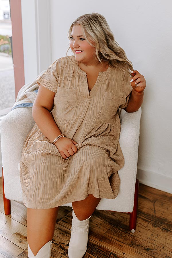 Long Weekend Wonderful Shift Dress In Warm Taupe Curves