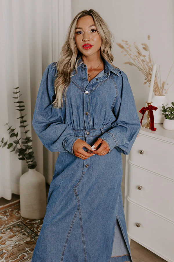 City Chic Denim Midi in Medium Wash