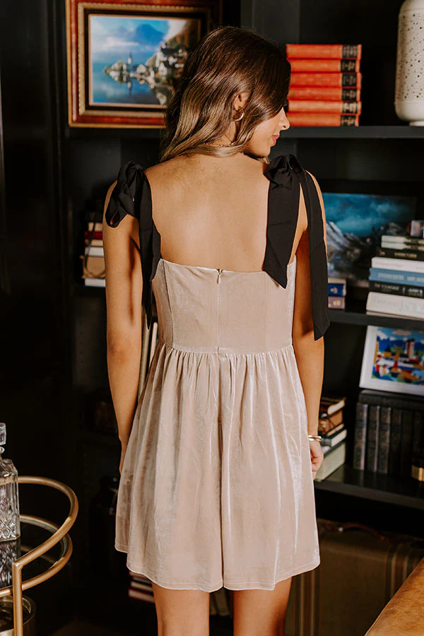 Let's Have A Toast Velvet Mini Dress in Champagne