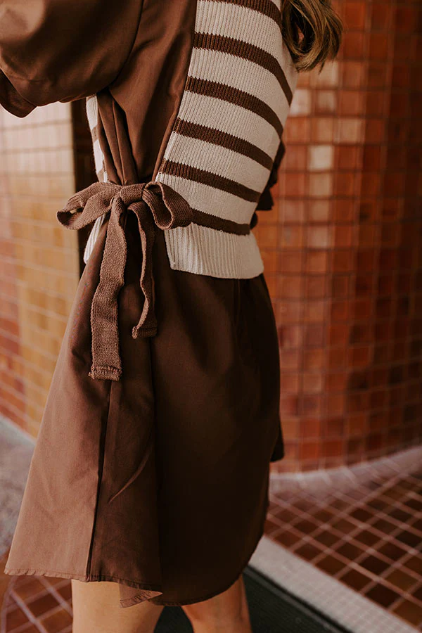 Sweet As Can Be Stripe Mini Dress in Mocha
