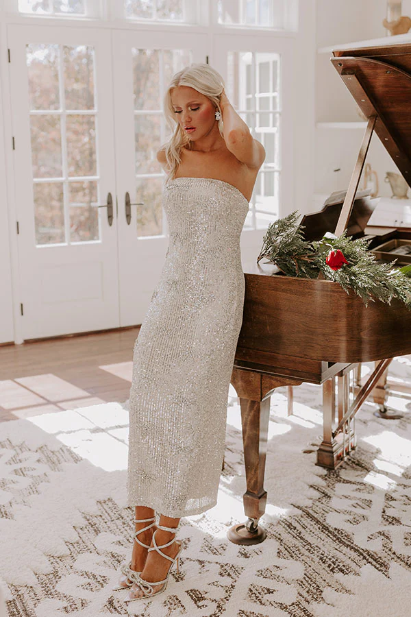 Coquette Crush Sequin Maxi Dress in Champagne