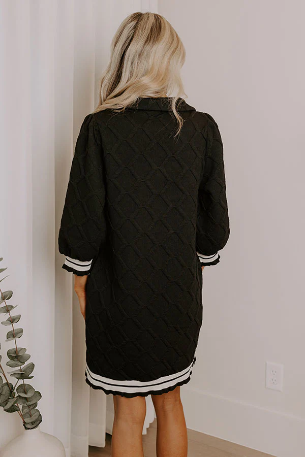 Charming Glance Knit Mini Dress in Black