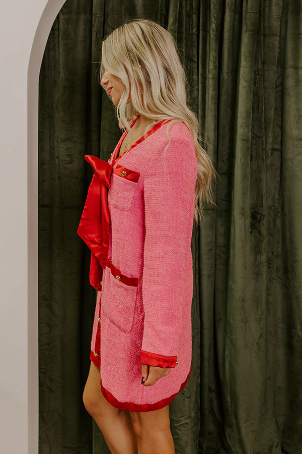 Office Chic Tweed Mini Dress in Pink