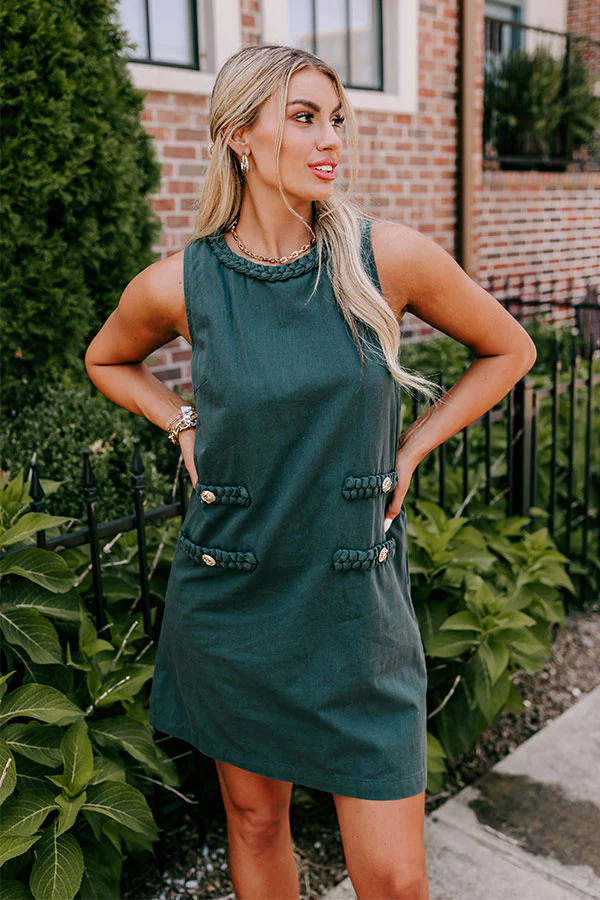 Apple Cider Sippin Mini Dress in Hunter Green