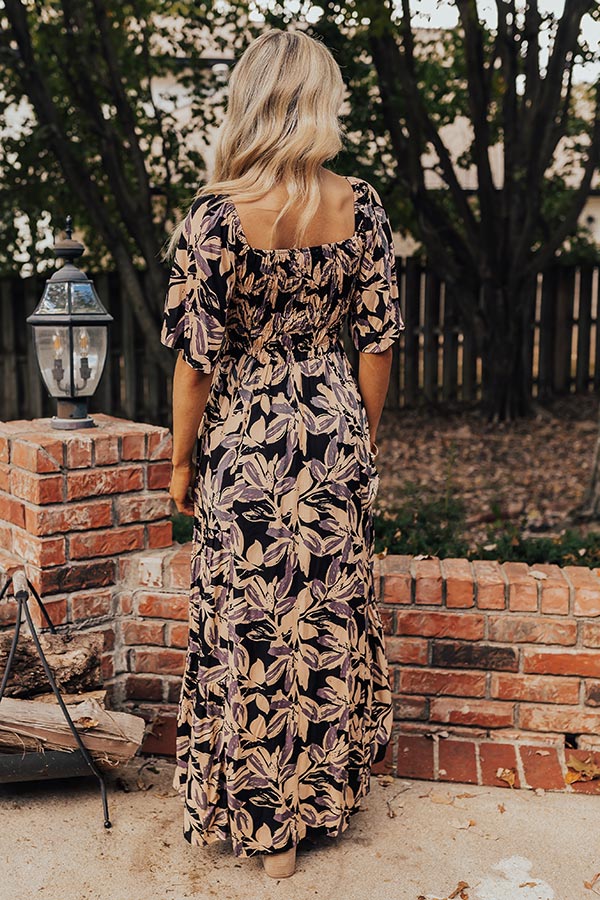 Charming Smile Floral Maxi Dress in Black