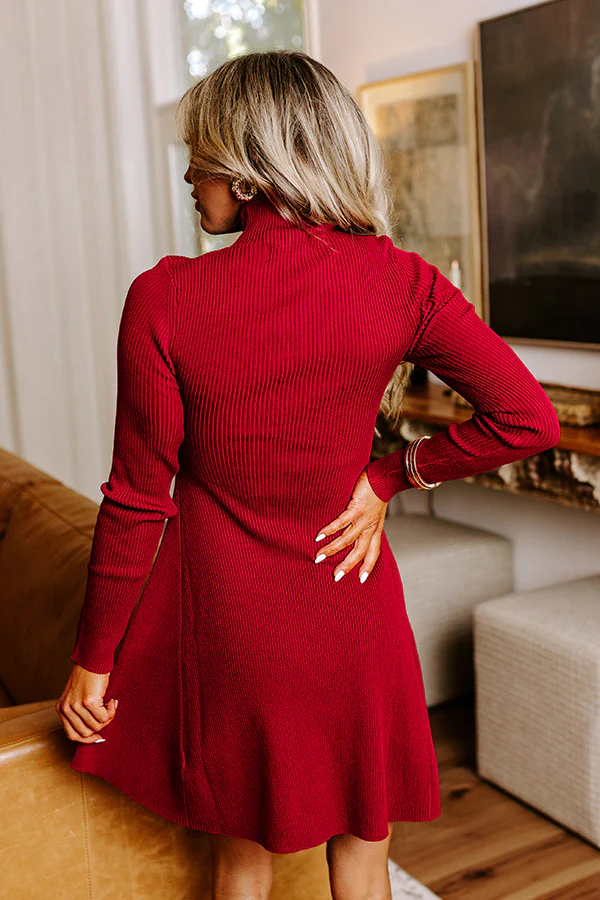 Sweet Poetry Ribbed Mini Dress in Crimson