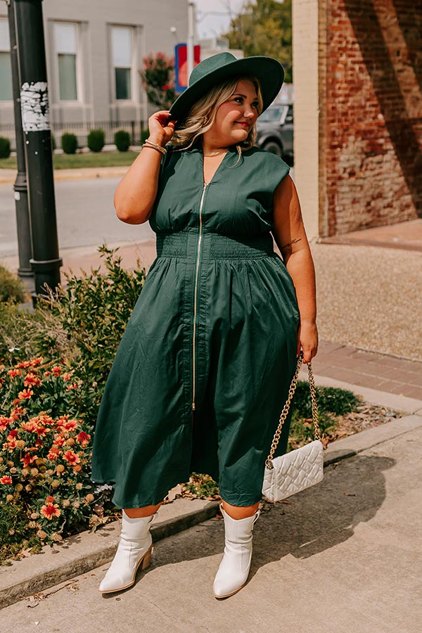 Chic Ensemble Midi Dress in Hunter Green Curves