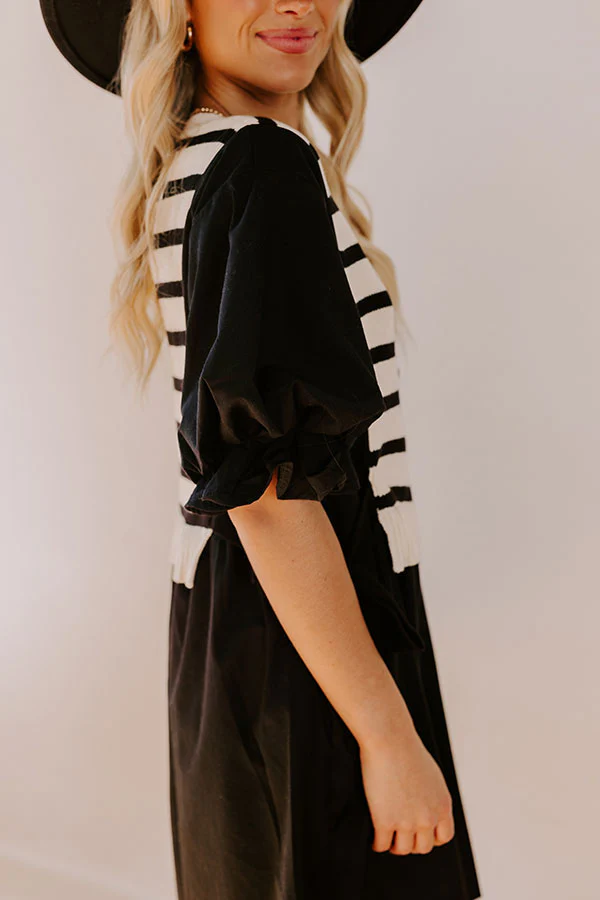 Sweet As Can Be Stripe Mini Dress in Black