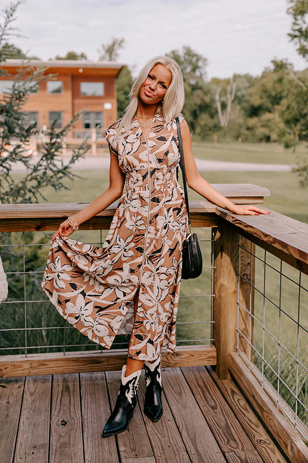 Winery Welcome Floral Midi in Camel