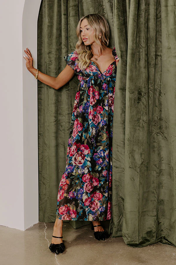 Moonlit Garden Floral Maxi Dress