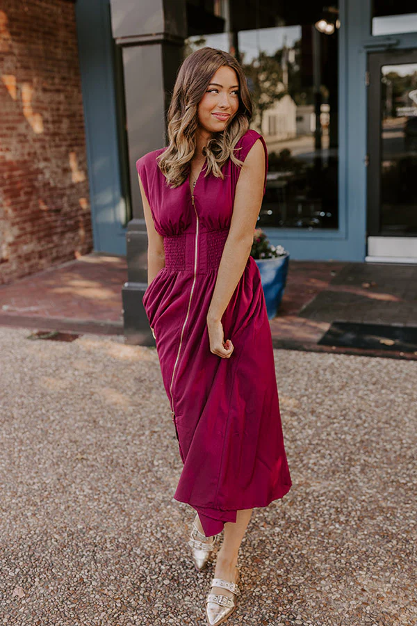 Chic Ensemble Midi Dress in Wine