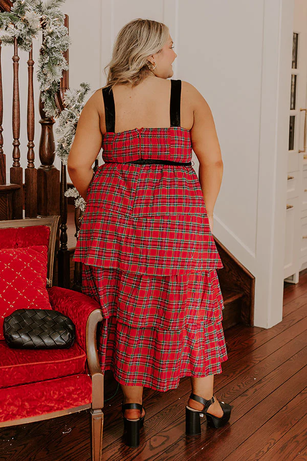 Holiday Harmony Plaid Tiered Midi Curves