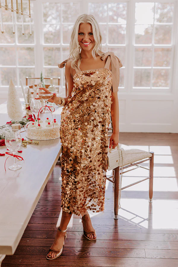 Full Of Glam Sequin Midi in Copper
