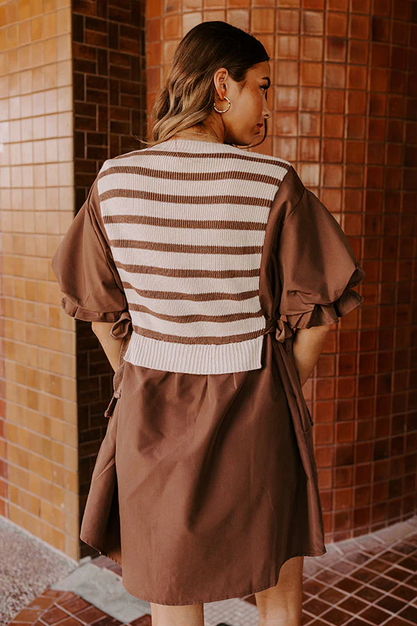 Sweet As Can Be Stripe Mini Dress in Mocha