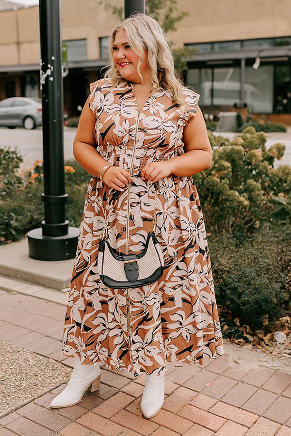 Winery Welcome Floral Midi in Camel Curves