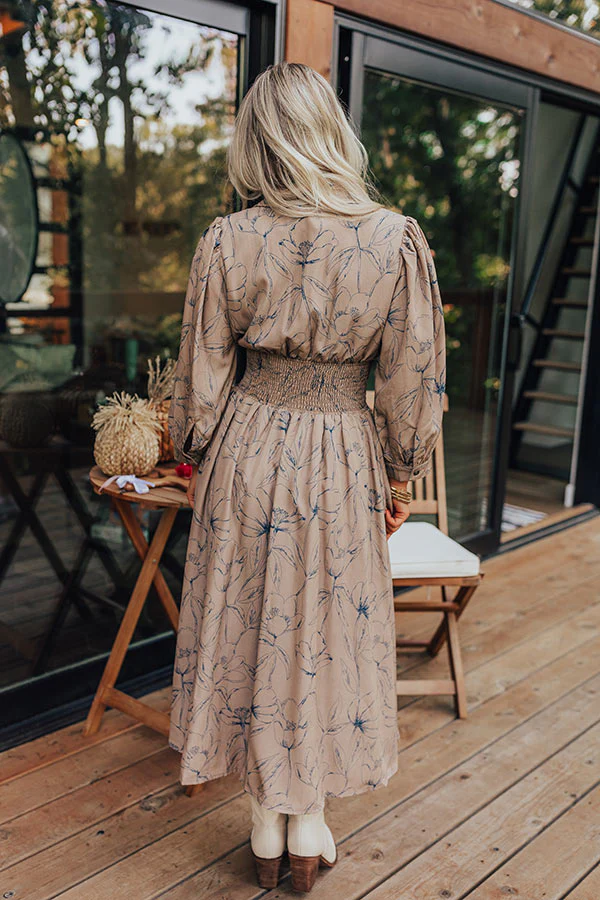 Calmer Days Floral Midi in Taupe