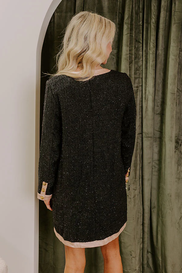 Office Chic Tweed Mini Dress in Black