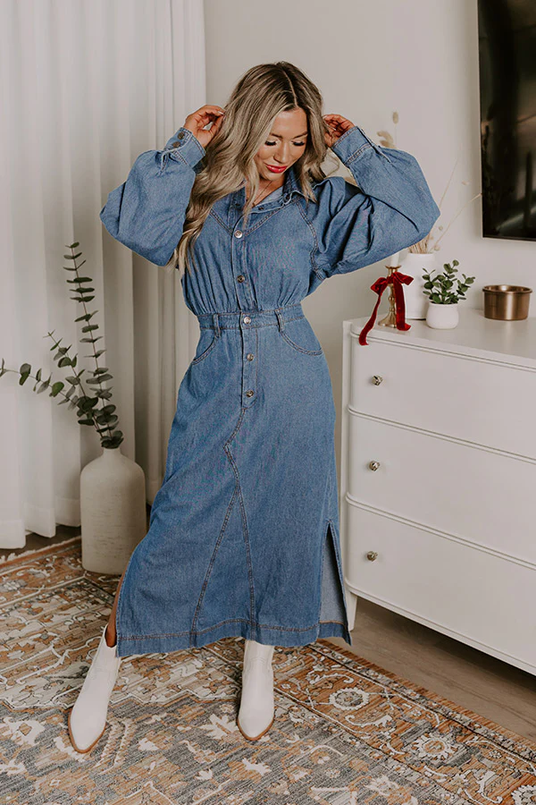 City Chic Denim Midi in Medium Wash