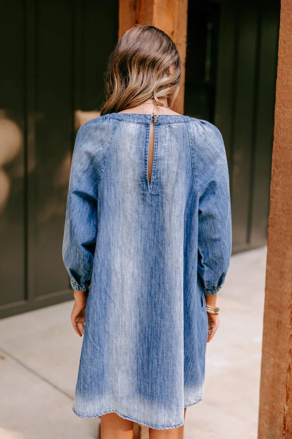 Loving Smiles Denim Mini Dress in Medium Wash