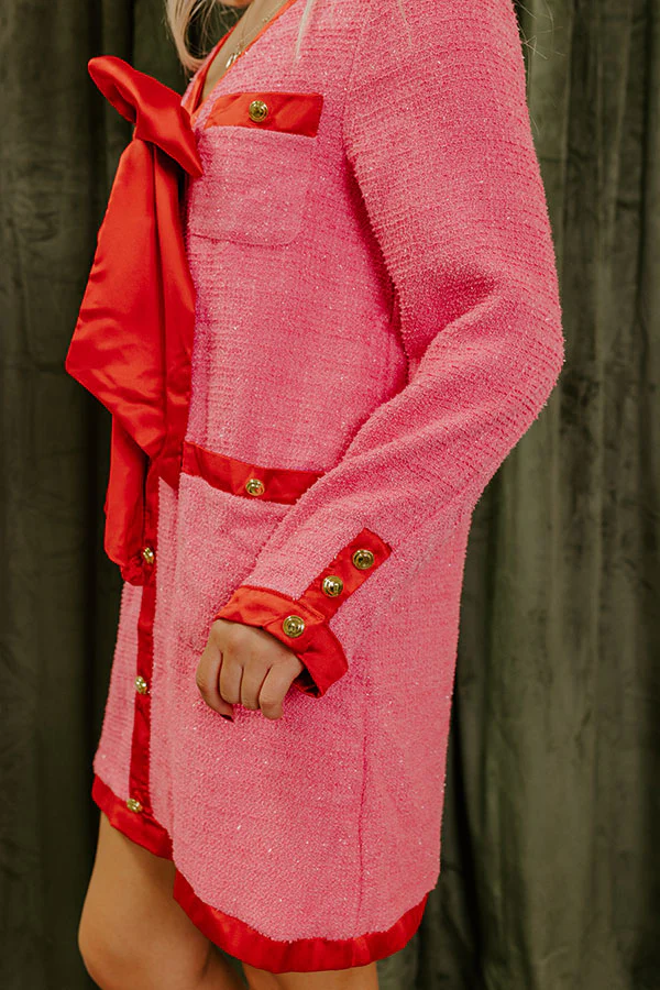 Office Chic Tweed Mini Dress in Pink