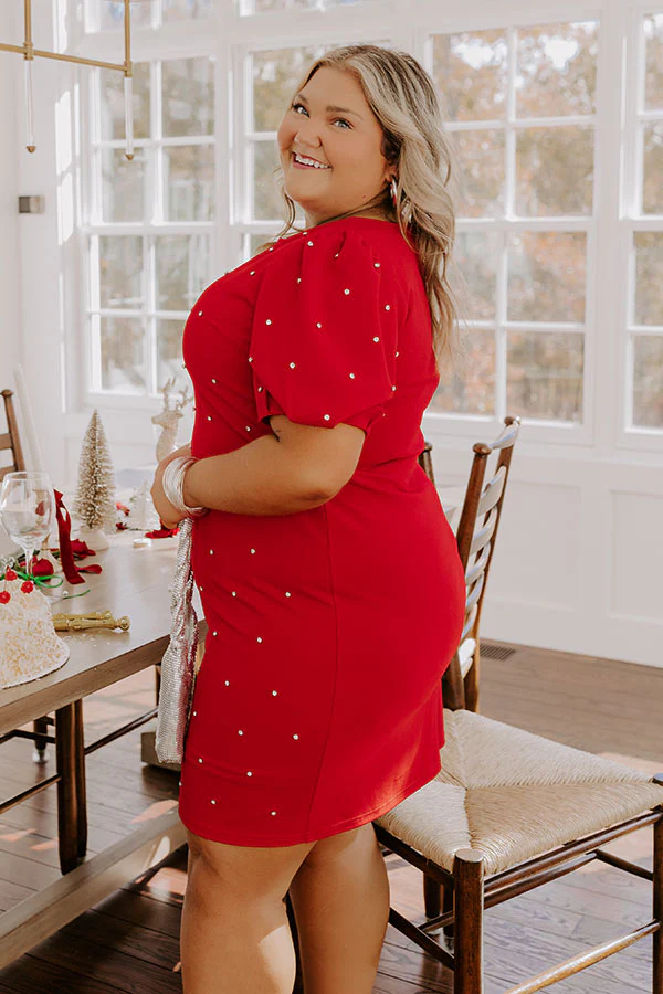 Cranberry Sangria Sippin' Rhinestone Embellished Mini Dress Curves