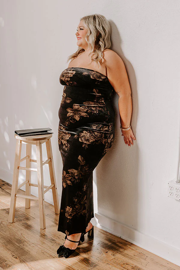 Charmed Moments Velvet Floral Maxi Dress Curves
