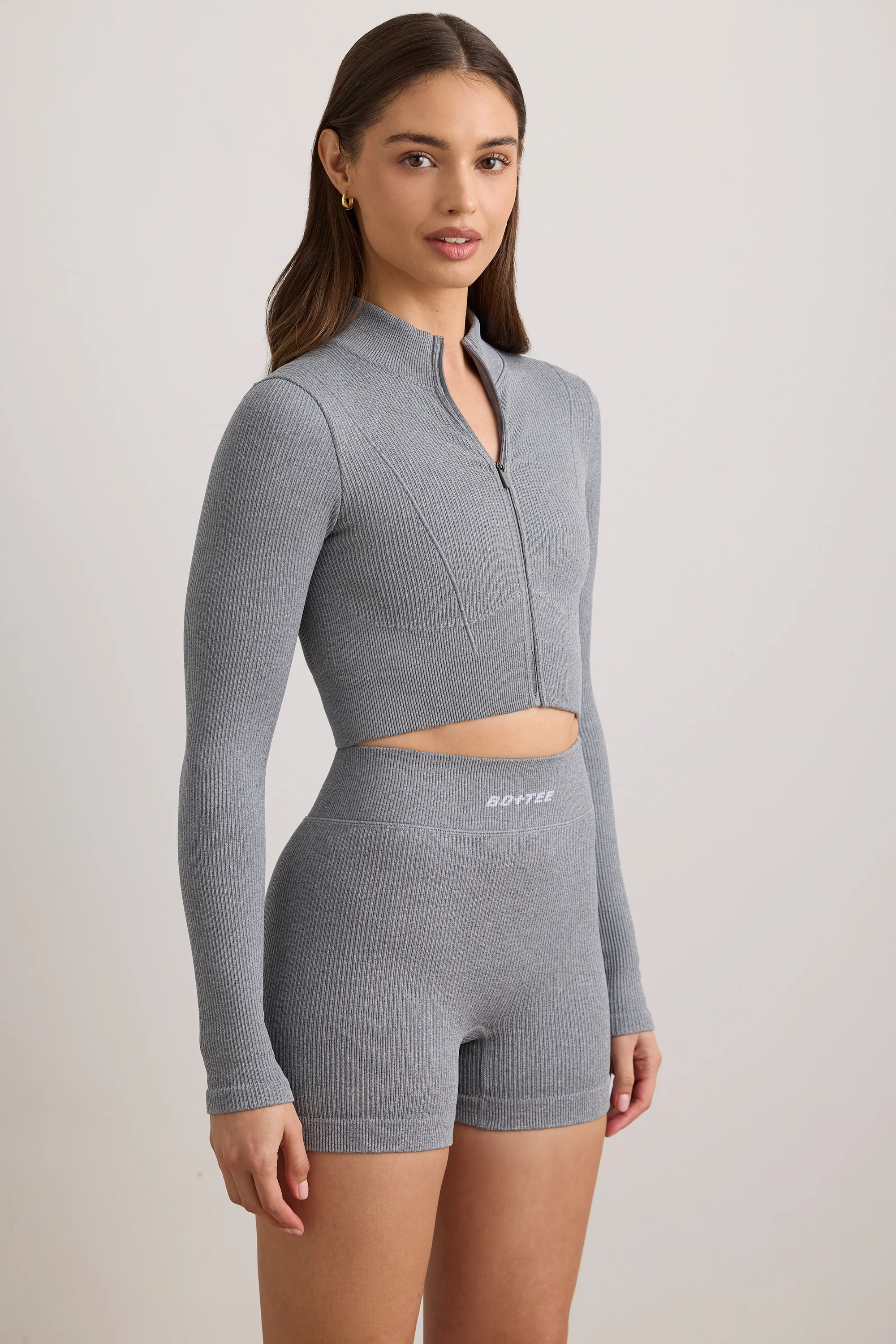 Reform - FlexiRib Cropped Jacket in Grey Melange