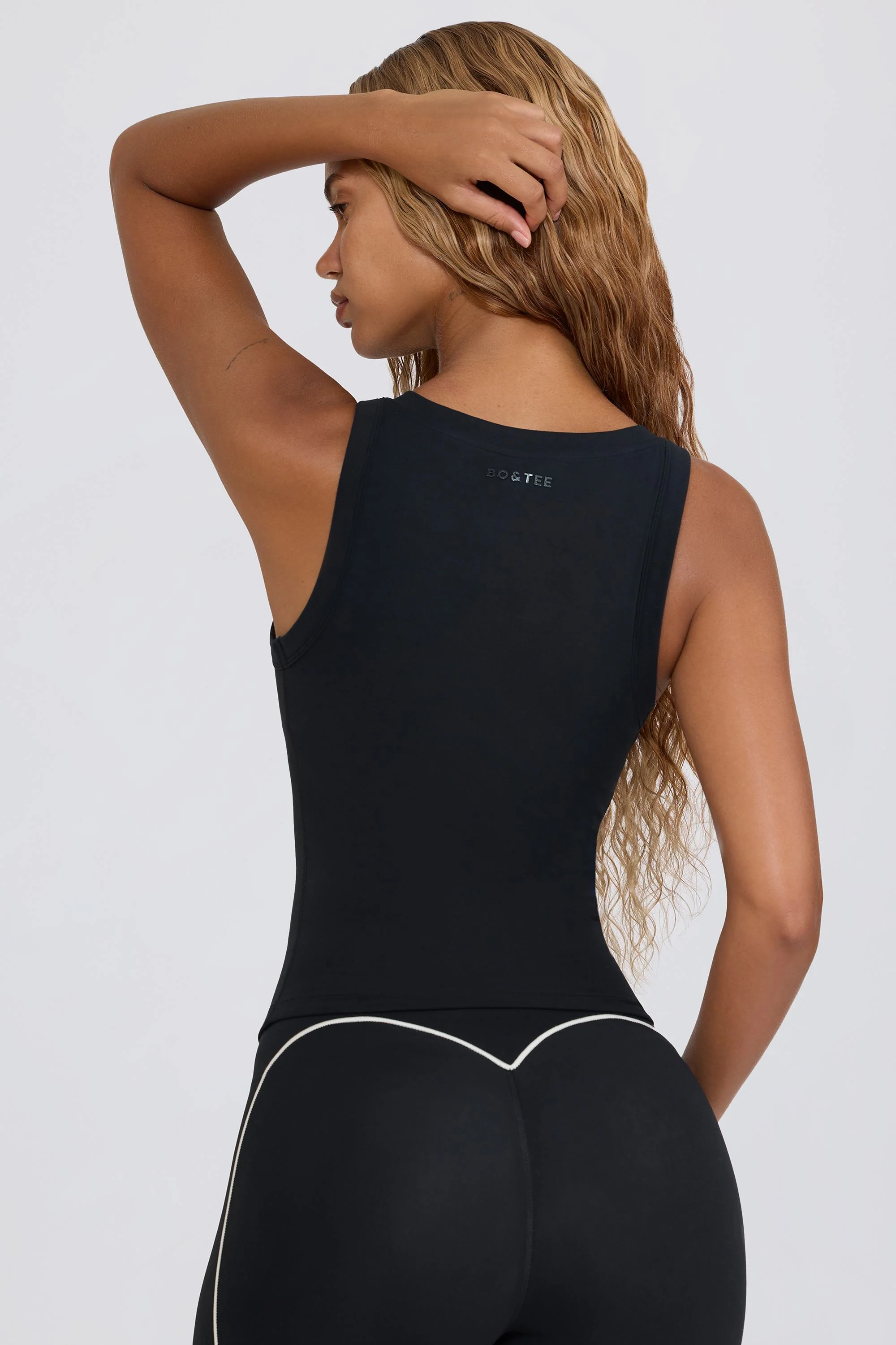 Soft Active V-Neck Tank Top in Black