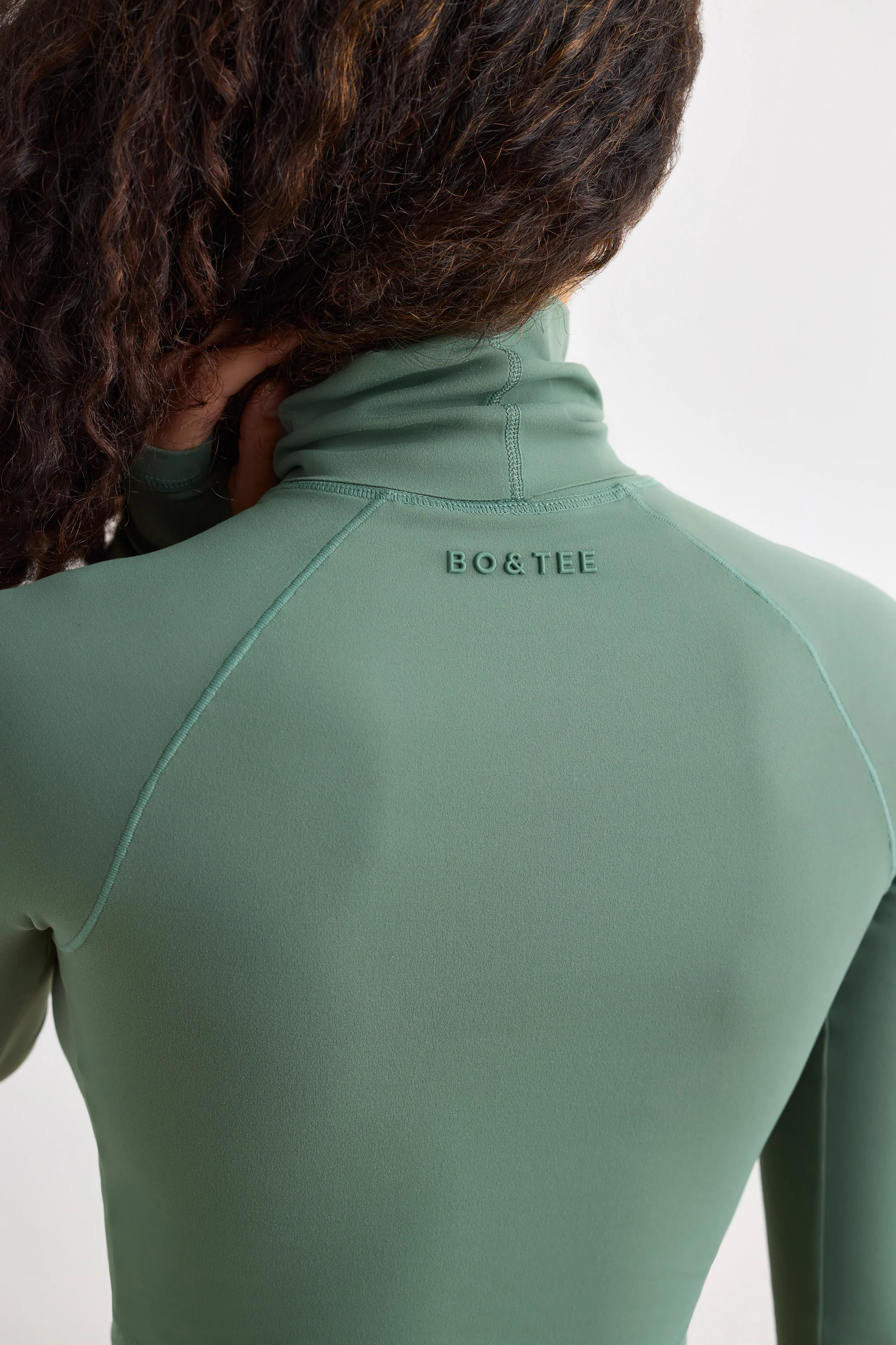 Pristine - Soft Active Turtleneck Crop Top in Khaki