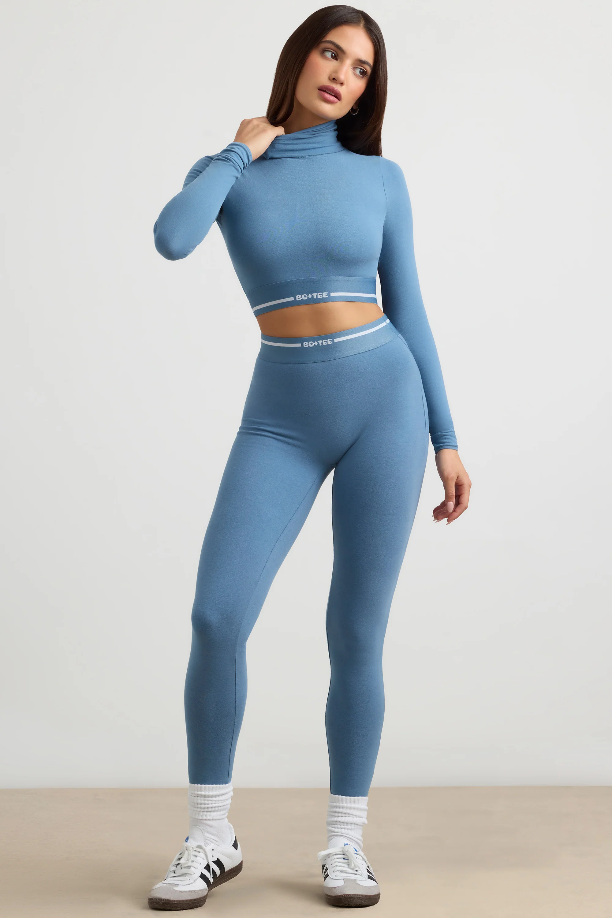 Necessity - Petite High-Waist Leggings in Steel Blue