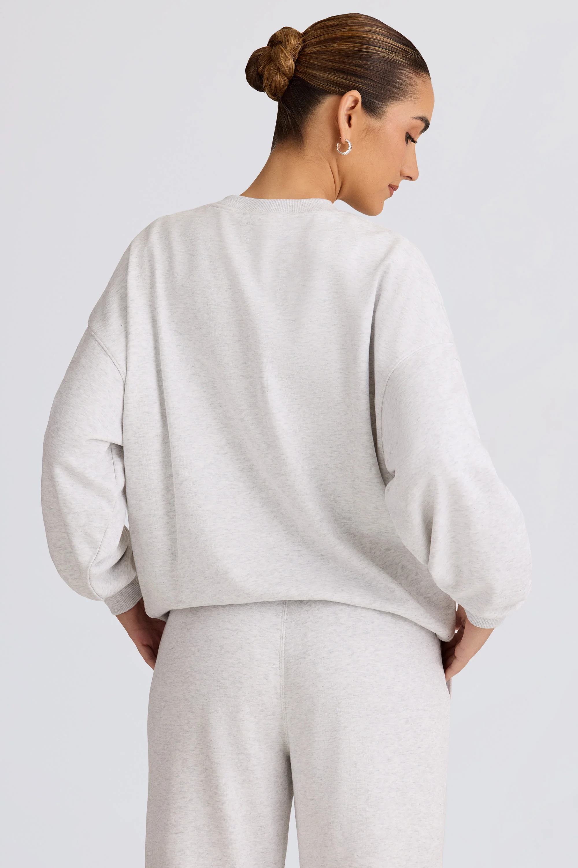 Oversized Crew-Neck Sweatshirt in Grey Marl