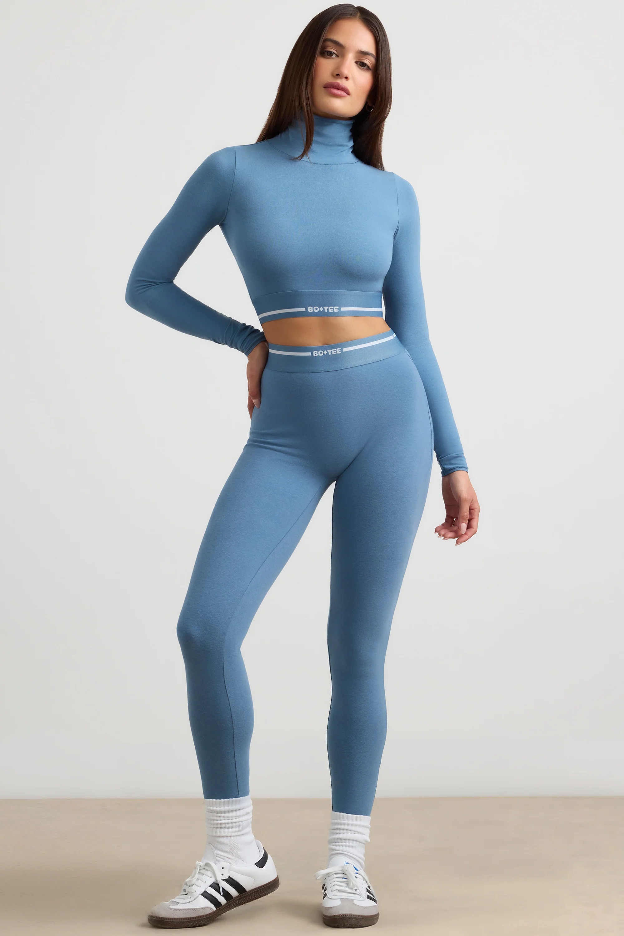 Necessity - Petite High-Waist Leggings in Steel Blue