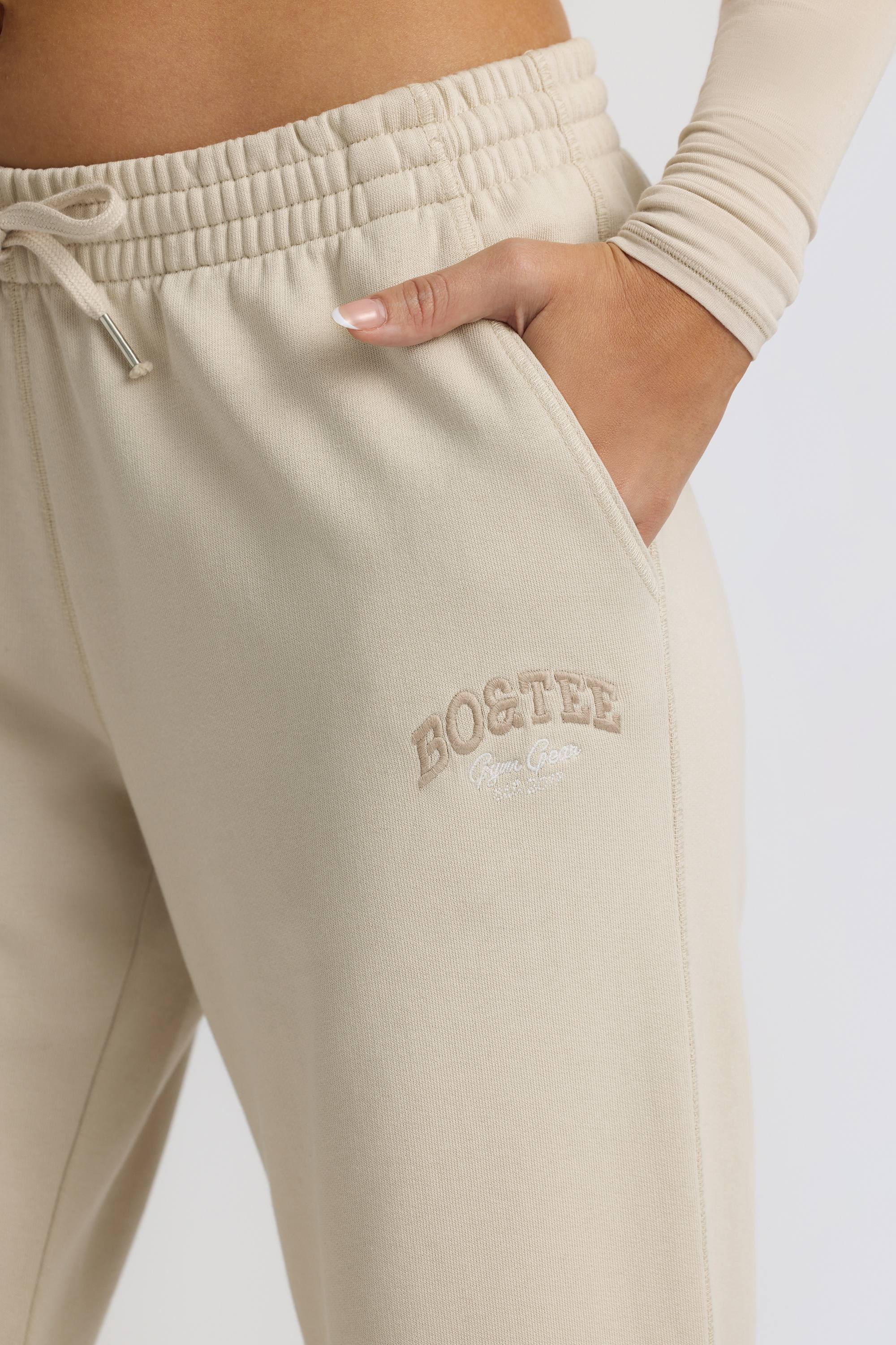 Petite Low-Rise Wide-Leg Joggers in Bone