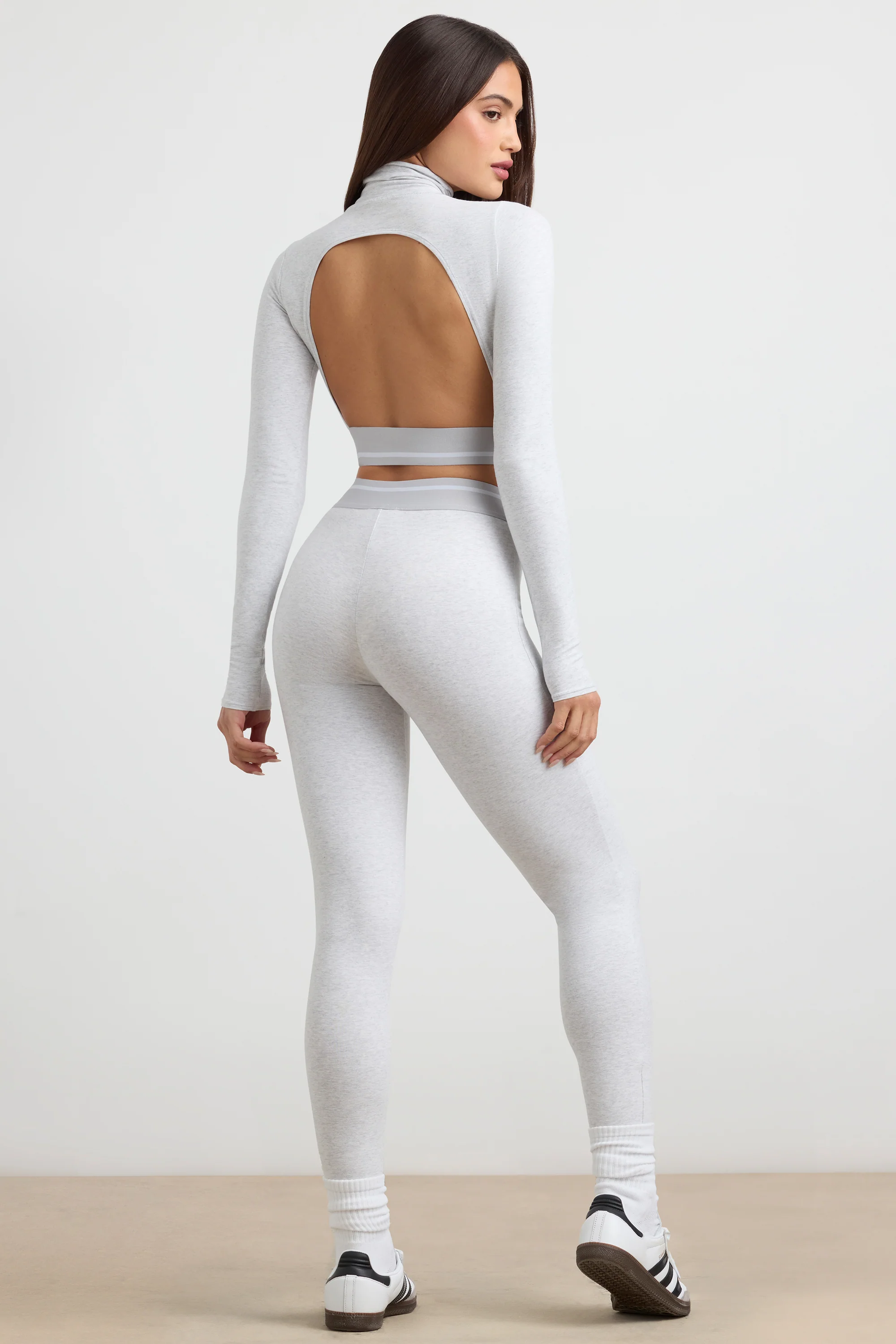 Necessity - Petite High-Waist Leggings in Grey Marl